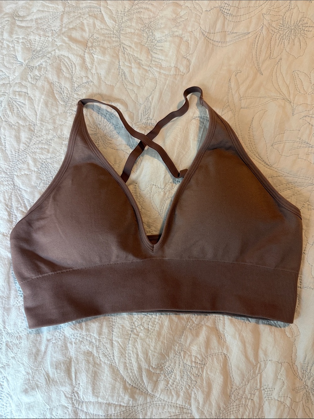 Seamless Mauve Bralette with Cross-Back Straps